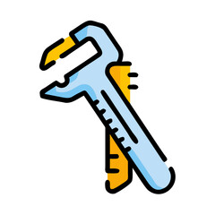 Stylized icon of a caliper and ruler tool