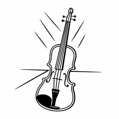 Stylized violin illustration with sound waves