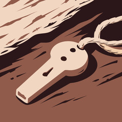 Stylized whistle with rope on abstract background