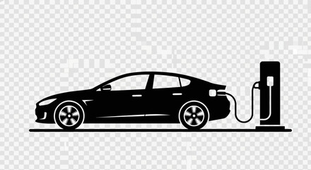 Sleek electric car charging at modern station, promoting sustainability and eco-friendly transportation for a greener future, innovative technology