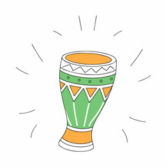 Vibrant djembe drum with sound waves