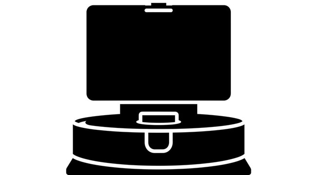 Modern cleaning convenience featuring a robotic vacuum in sleek black silhouette, offering smart home automation for effortless floor maintenance