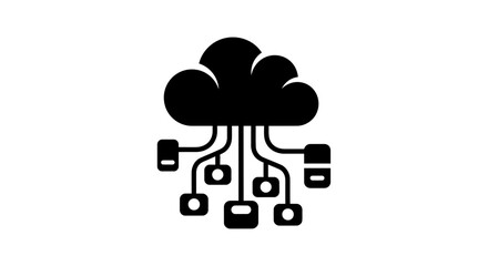 Seamless cloud network connecting devices, offering scalable data storage and advanced technology solutions for modern businesses, originally a vector graphic