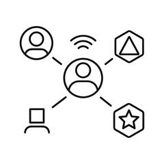 Icon of social network connection with user isolated on vector illustration