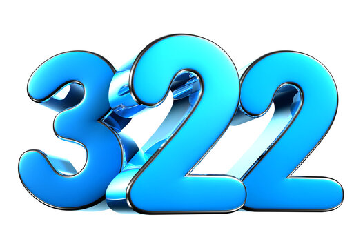 Blue number 322 3d illustration. Advertising signs. Product design. Product sales