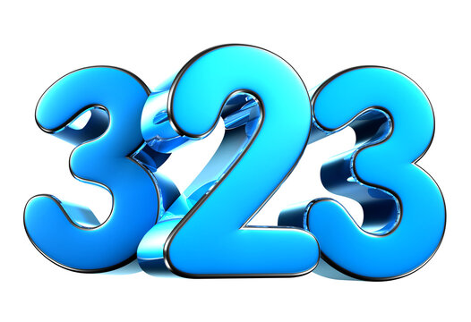 Blue number 323 3d illustration. Advertising signs. Product design. Product sales