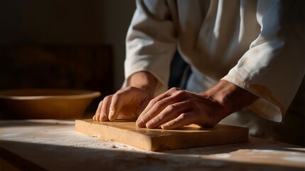 Close-up of fingers smoothing the clay and forming precise shapes under soft natural light — symbolizing pottery therapy, creative mindfulness, sustainable handmade artistry, and inspirational