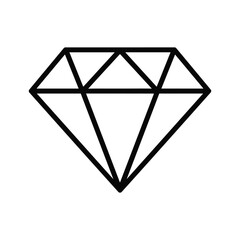 Diamond icon isolated on vector illustration of a precious gem in outline style