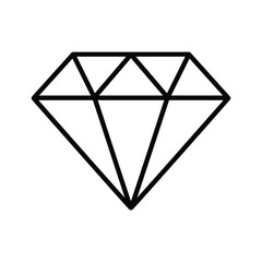 Diamond icon isolated on vector illustration of a precious gem in outline style