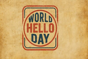 Retro world hello day stamp with grunge texture