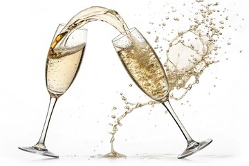 Two glitter champagne glasses toastingv Nice