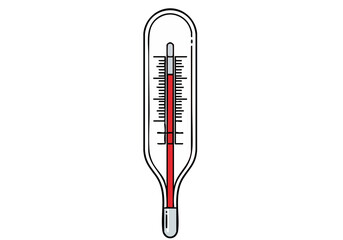 A clean, minimalist illustration of a thermometer with the text "TEMP WATCH HEALTH". Simple, modern design on a light blue background. Ideal for health, wellness, and technology concepts.