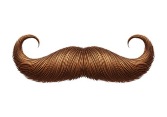 Classic brown curly mustache isolated for vintage style design