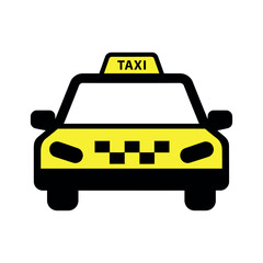 Yellow taxi car front view vector