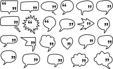 Hand drawn doodle speech bubbles set cartoon icons