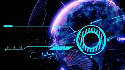 Abstract blue technology background with binary code and digital elements - Powered by Adobe