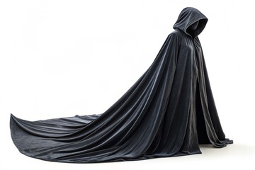 Naklejka premium Mysterious long black hooded cloak for fantasy costume Nice