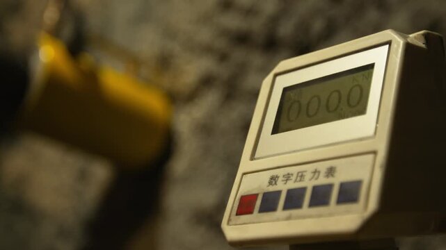 Digital Pressure Gauge on Construction Site - Engineering Measurement Scale 136