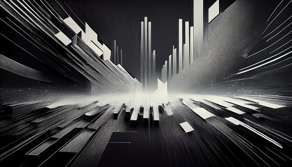 a black and white abstract background with a digital glitch effect