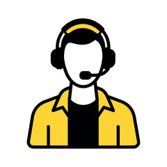 Customer service agent icon with headset and mic Vector
