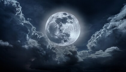 a full moon in a dark stormy sky