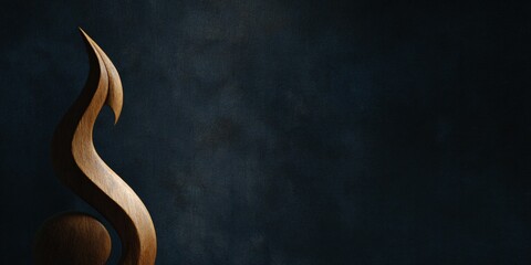 Artistic wood sculpture contemporary gallery photography dark background close-up creative expression