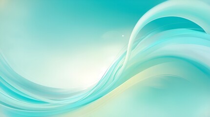 Abstract Cyan background with smooth flowing waves, soft gradients, and airy light effects creating a calm, modern, and refreshing visual atmosphere