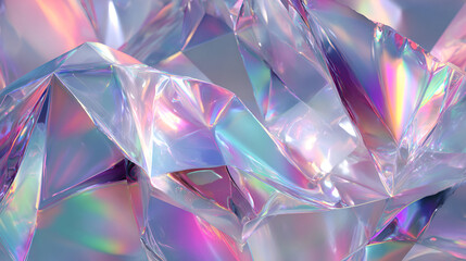 Iridescent crystalline structure reflects light; abstract texture suitable for digital artwork, UI, or contemporary design projects.