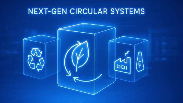 Next gen circular system circular leaf recycling factory waste reduction sustainable renewable material resource recovery closed loop design eco technology recycling sustainability green eco friendly