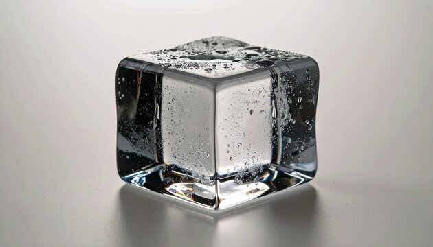 氷を閉じ込めた透明キューブ｜Frozen ice cube in clear minimalist block
