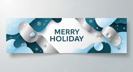 Festive Blue and Silver Abstract Design with Merry Holiday Message for Seasonal Celebrations