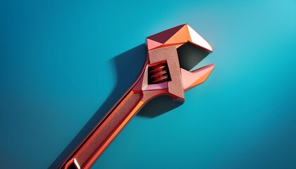low poly adjustable wrench in minimalist lighting
