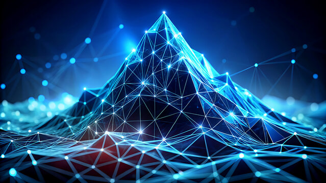 Abstract mountain landscape with glowing network connections a futuristic digital design ideal for technology and innovation concepts