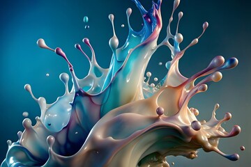 Vibrant colorful liquid splash abstract art
