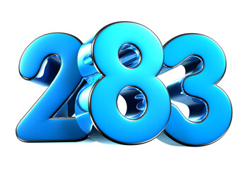 Blue number 283 3d illustration. Advertising signs. Product design. Product sales