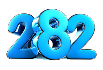 Blue number 282 3d illustration. Advertising signs. Product design. Product sales