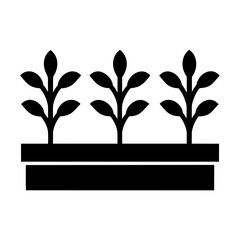 Three stylized plants growing in a row, symbolizing nature and ecology. Vector