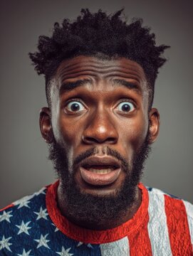afro american man flag of united states of america over isolated background scared in shock with a surprise face afraid and excited with fear expression no logos no brands ar 34