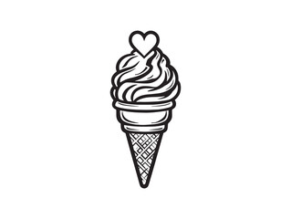 Charming Ice Cream Cone Heart Topping Minimalist Art