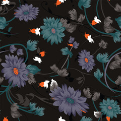 Obraz premium Classic Popular Flower Seamless pattern background - For easy making seamless pattern use it for filling any contours