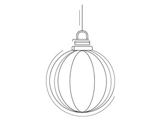 Christmas Decoration Suspended 2D Vector Line Drawing