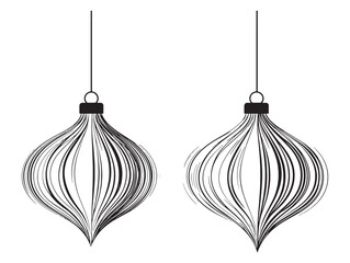 Christmas Ornament Suspended 2D Vector Line Art