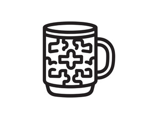 Circle Coffee Mug Icon White Puzzle Pieces Vector