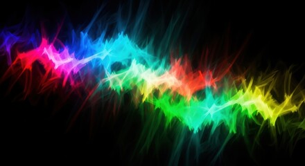 Abstract colorful light wave energy flow spectrum against a dark black background digital art