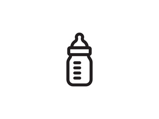 Cute baby milk bottle linear vector clean icon