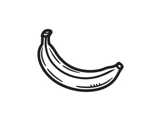 Cute banana doodle icon outlined in 2D vector