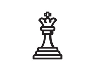 Elegant Chess King Piece Icon Line Art Illustration