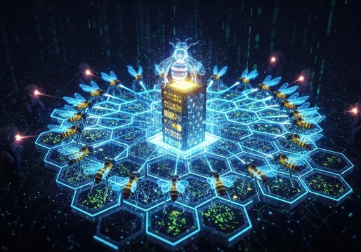 Experience digital hive intelligence with AI bees and a data network