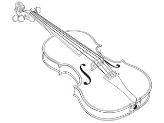 Elegant Classic Violin 2D Vector Line Art