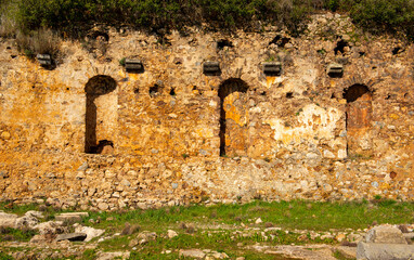 The ancient city of Syedra has located about 20 km. southeast of Alanya district of Antalya, on a mountainous area just west of the small coastal plain fed by the Sedre Stream. The city has developed 